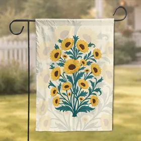 Fuck Trump Yellow Flowers Teal Leaves - Political Protest Anti Trump Supporter Gift Garden Flag