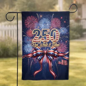250 Numbers American Flag Fireworks - USA 250th Anniversary Independence Day for Veterans Garden Flag