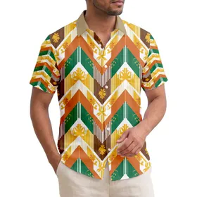 Stacked Chevron Blocks Woven Fiber - Tropical Lifestyle Gift Hawaiian Shirt