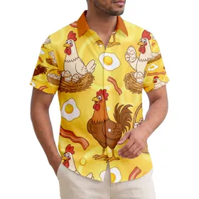 Hens Roosters Fried Eggs Bacon - Breakfast Lover Gift For Chicken Lovers Hawaiian Shirt