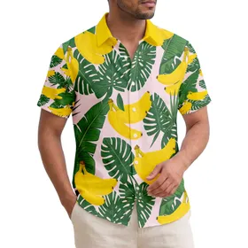 Bunches of Ripe Yellow Bananas Lush Green Banana Leaves - Tropical Island Lifestyle Gift Hawaiian Shirt