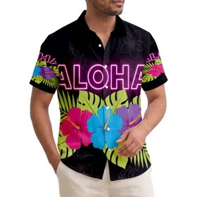 ALOHA Hibiscus Tropical Leaves Palm Plumeria - Beach Day Vacation Trip Gift Hawaiian Shirt