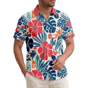 Tropical Flowers Leaves Inner Rings Abstract Florals - Home Decor Gift for Nature Lover Hawaiian Shirt