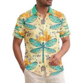 Dragonfly Tropical Flowers Abstract Leaf - Nature Lover Home Decor Gift Hawaiian Shirt