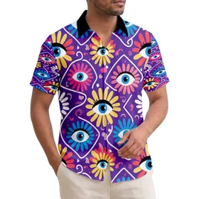 Eyes Blue Irises Black Lashes Starburst Squiggly Lines - Tropical Home Decor Gift Hawaiian Shirt