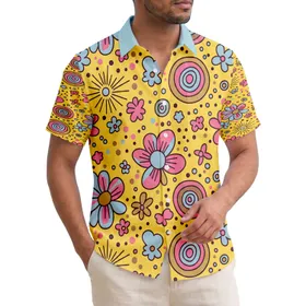 Boho Tropical Flowers Sunburst Leaves - Summer Beach Vacation Travel Essential Gift Hawaiian Shirt