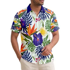 Strelitzia Hibiscus Flowers Tropical Palm Fronds Berry Accents - Vacation Lifestyle Home Decor Gift Hawaiian Shirt