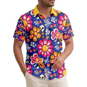 Multi-Petal Flowers Concentric Rings Abstract Floral - Island Getaway Home Decor Gift Hawaiian Shirt