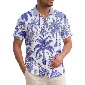 Botanical Toile Tropical Palm Trees Banana Leaves Ferns Palmettos - Home Decor Gift Hawaiian Shirt