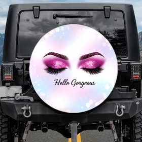 Feminine Eyes Glitter Eyelashes Holographic Gradient - Beauty Lover Gift for Her Spare Tire Cover