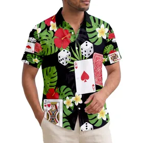 Playing Cards Dice Hibiscus Plumeria - Island Getaway Gift for Card Players Hawaiian Shirt