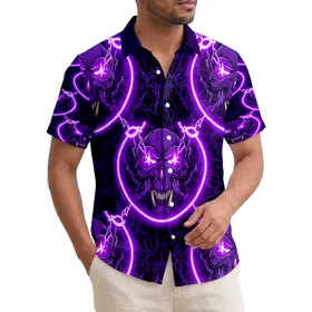 Purple Skull Electric Lightning Aquatic Creature - Dark Fantasy Fan Gift Hawaiian Shirt