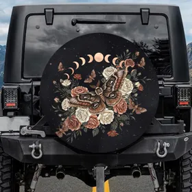 Atlas Moth Rose Gold Moon Phases Vintage Roses - Wildlife Lover Gift Spare Tire Cover