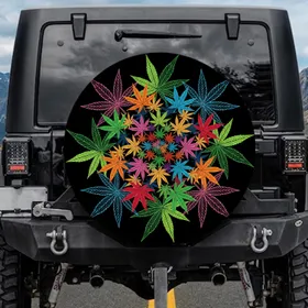 Cannabis Leaves - Everyday Decor Gift for Auto Enthusiast Spare Tire Cover