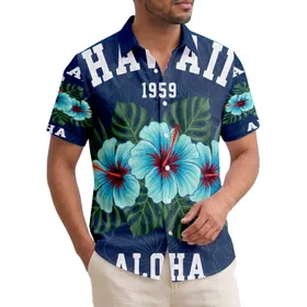 Hawaii Aloha State Hibiscus Floral Tropical Leaves Vacation Gift Hawaiian Shirt