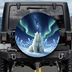 Majestic Polar Bear Arctic Ice Cosmic Starry Sky - Wildlife Lover Gift Spare Tire Cover