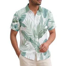 Broad Tropical Leaves Delicate Botanical Sprigs - Home Decor Gift for Plant Lover Hawaiian Shirt