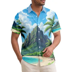 Majestic Mountain Palm Trees Beach Ocean Vista - Tropical Getaway Gift Hawaiian Shirt