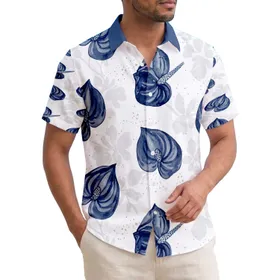 Prominent Anthurium Tropical Flowers Subtle Abstract Foliage - Tropical Lifestyle Gift Hawaiian Shirt