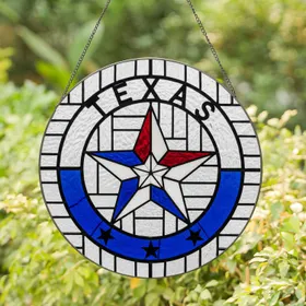 Texas Five-Pointed Star Black Frame Mosaic - Independence Day Gift Stained Glass Suncatcher