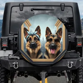 German Shepherds Sunglasses Bow - Travel Lover Gift for Dog Owners Spare Tire Cover