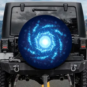 Cosmic Energy Tunnel of Light Bokeh Orbs - Outdoor Adventure Vehicle Gift Spare Tire Cover