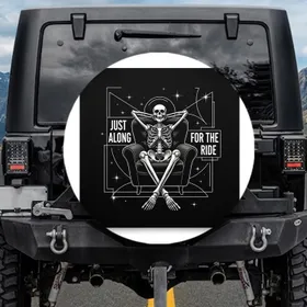 Grinning Human Skeleton Just Along For The Ride - Travel Essentials Gift Spare Tire Cover