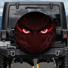 Intensely Glowing Angry Red Eyes Smoke Effects - Auto Enthusiast Gift Spare Tire Cover
