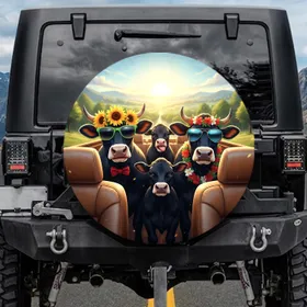 Cows Road Trip Aviator Sunglasses - Farmhouse Decor Gift for Cow Lover Spare Tire Cover