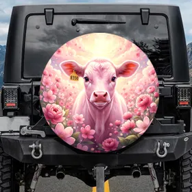 Calf Floral Garden Farmhouse Decor Calf Lover Gift Spare Tire Cover