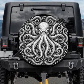 Ancient Octopus Swirling Tentacles Deep Void Aquatic Current - Ocean Lover Gift Spare Tire Cover