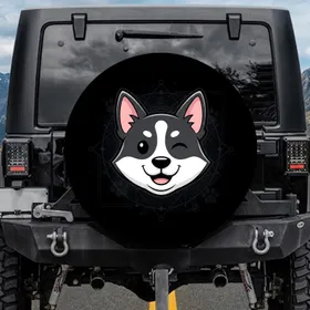 Winking Dog Face Car Accessory Gift for Dog Lovers Spare Tire Cover
