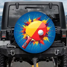 Table Tennis Racket Paddle Ball Active Lifestyle Decor for Sports Enthusiast Spare Tire Cover