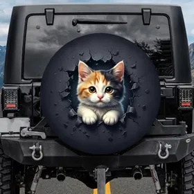 Calico Kitten Jagged Void - Cat Lover Gift Spare Tire Cover