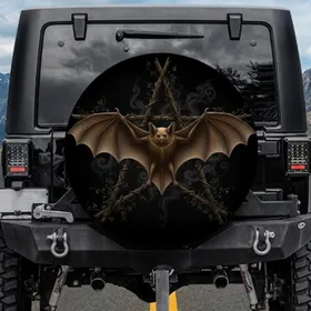 Brown Bat Gnarled Pentagram Thorny Vines - Nature Lover Home Decor Gift Spare Tire Cover
