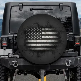 Aged Gritty American Flag - Independence Day Gift for Veterans Spare Tire Cover
