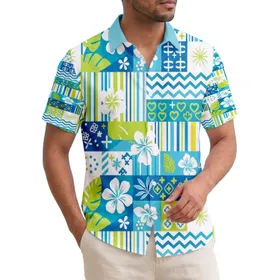 Tropical Flowers Leaves Geometric Tribal Bands - Home Decor Gift Hawaiian Shirt