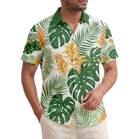 Tropical Monstera Palm Fronds Bromeliad Pineapple Blooms - Home Decor Gift Hawaiian Shirt