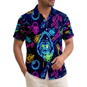 Bigfoot Gorilla Bowling Palm Hibiscus - Tropical Summer Vacation for Bowlers Hawaiian Shirt