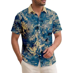 Weathered Coral Wood Palm Fronds Glitch Water Waves Summer Vacation Beach Travel Hawaiian Shirt