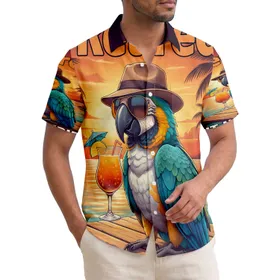 Macaw Parrot Fedora Sunglasses Cocktail - Retired But Not Expired Island Lifestyle Gift Hawaiian Shirt