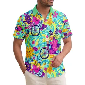Bicycle Ice Cream Tropical Flowers Sun Butterfly - Summer Vacation Gift for Bike Lover Hawaiian Shirt