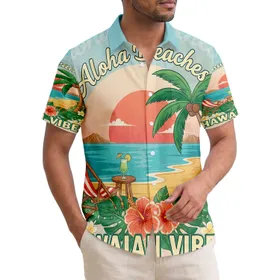 Aloha Beaches Hawaiian Vibes Sunset Beach Hibiscus - Tropical Vacation Gift Hawaiian Shirt