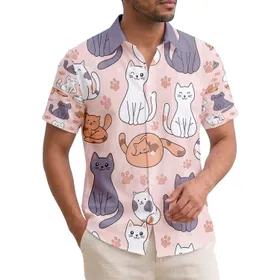 Ginger Tabbies Calico Tuxedo Cats Feline Paw Prints - Cat Lover Home Decor Gift Hawaiian Shirt