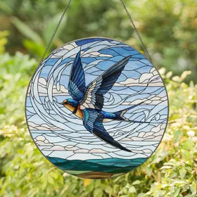 Barn Swallow Flight Sky Mosaic - Wildlife Lover Home Decor Gift Stained Glass Suncatcher