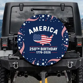 America 250th Birthday United States Map Flag - Anniversary Celebration Gift for Veterans Spare Tire Cover