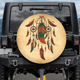 Feather Dreamcatcher Beaded Charms - Outdoor Enthusiast Gift Spare Tire Cover