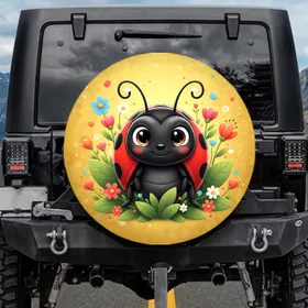 Ladybug Wildflowers Golden Field - Wildlife Lover Gift Spare Tire Cover