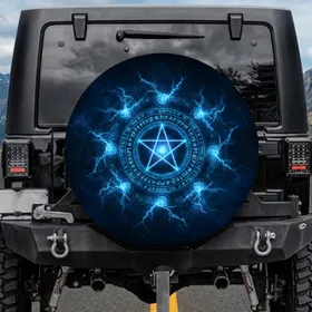 Pentagram Sigil Runic Symbols Electric Energy Cosmic Nebulae - Fantasy Lover Car Accessory Gift Spare Tire Cover