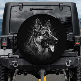 Powerful Alert German Shepherd Dog Head Profile - Dog Lover Gift Spare Tire Cover